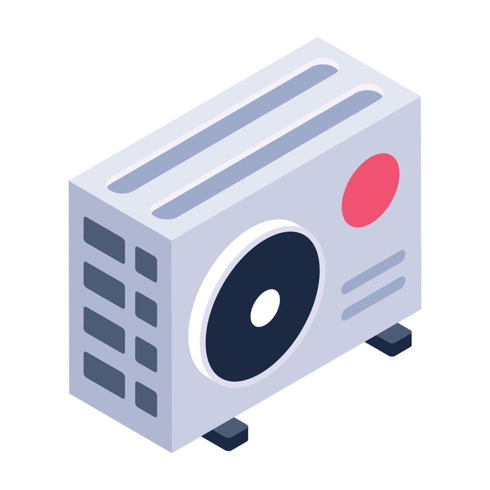 Air conditioner outer hardware device, isometric icon of ac fan vector