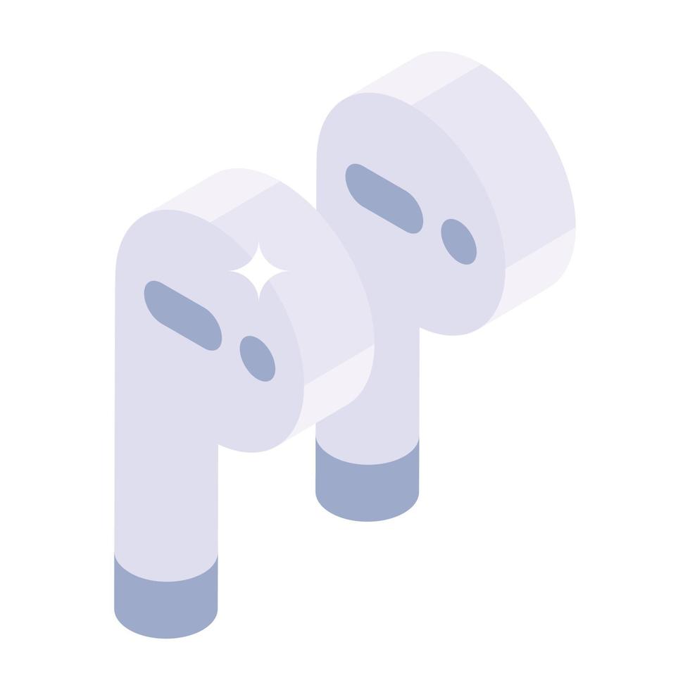A smartphone accessory to control audio functions, earphones isometric icon vector