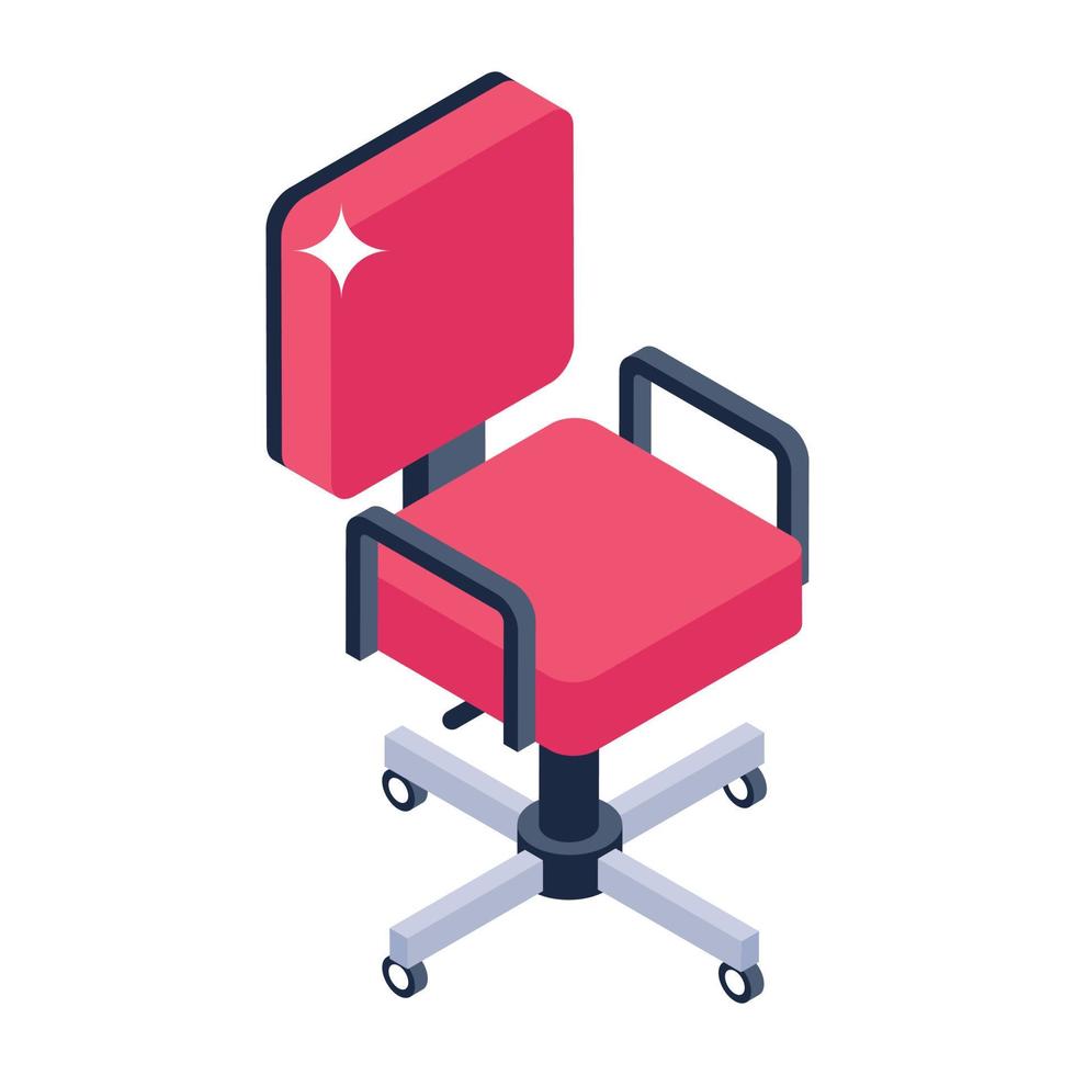 Revolving seat, isometric icon of swivel chair vector