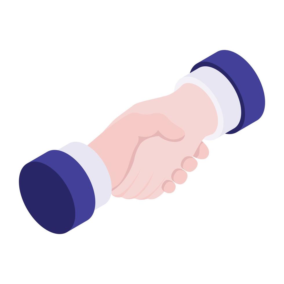 Business agreement, isometric icon of handshake vector