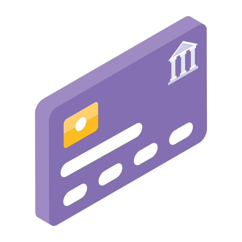 Banking facility, credit card icon in isometric style vector