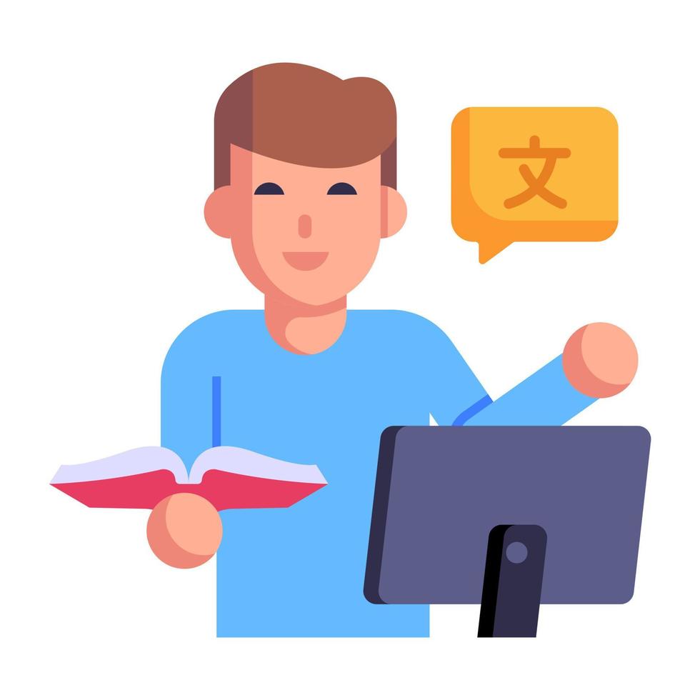 A trendy design of remote interpreter flat icon vector