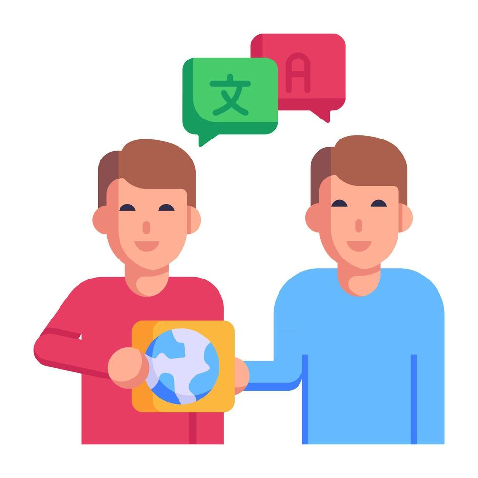 Persons with speech bubbles, flat icon of communication vector
