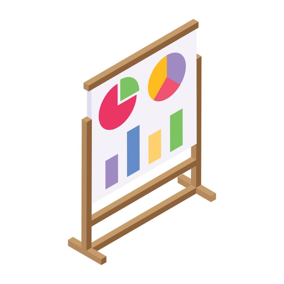 Business presentation, bar graph and pie chart inside board vector