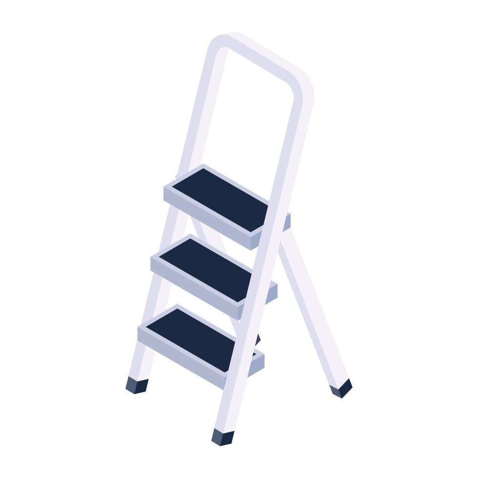 Office tool, steps folding ladder icon in isometric style vector