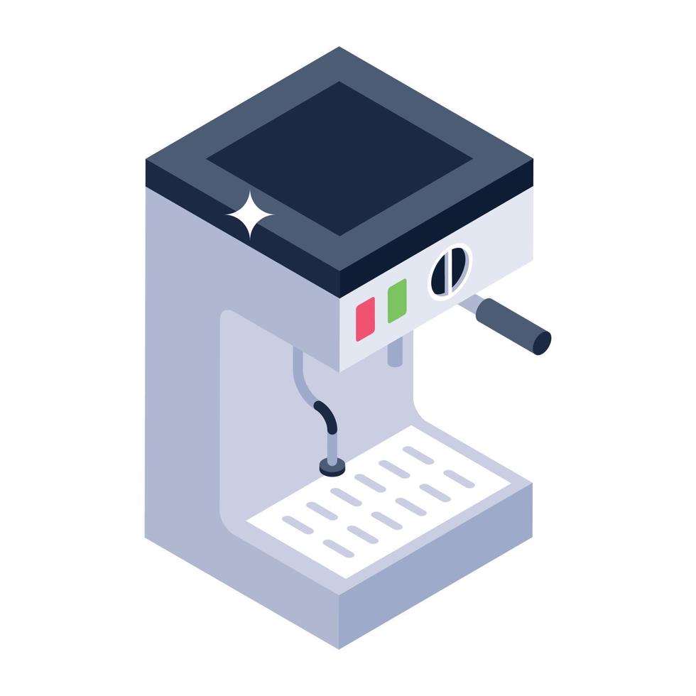 Coffee maker machine icon in isometric style, coffee dispenser editable vector