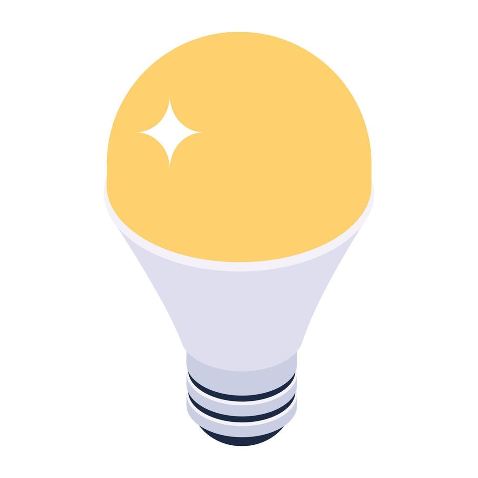 Light bulb icon, isometric design of night bulb vector