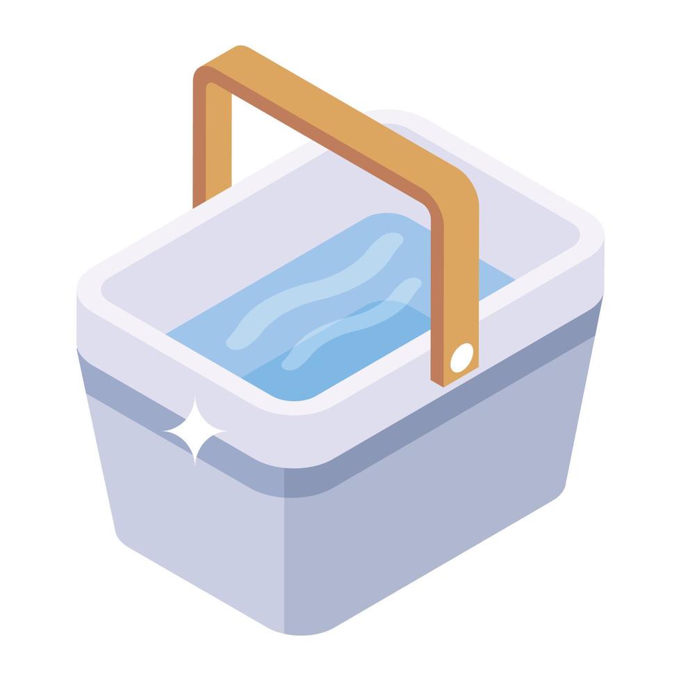 Holding water bucket icon in isometric style vector