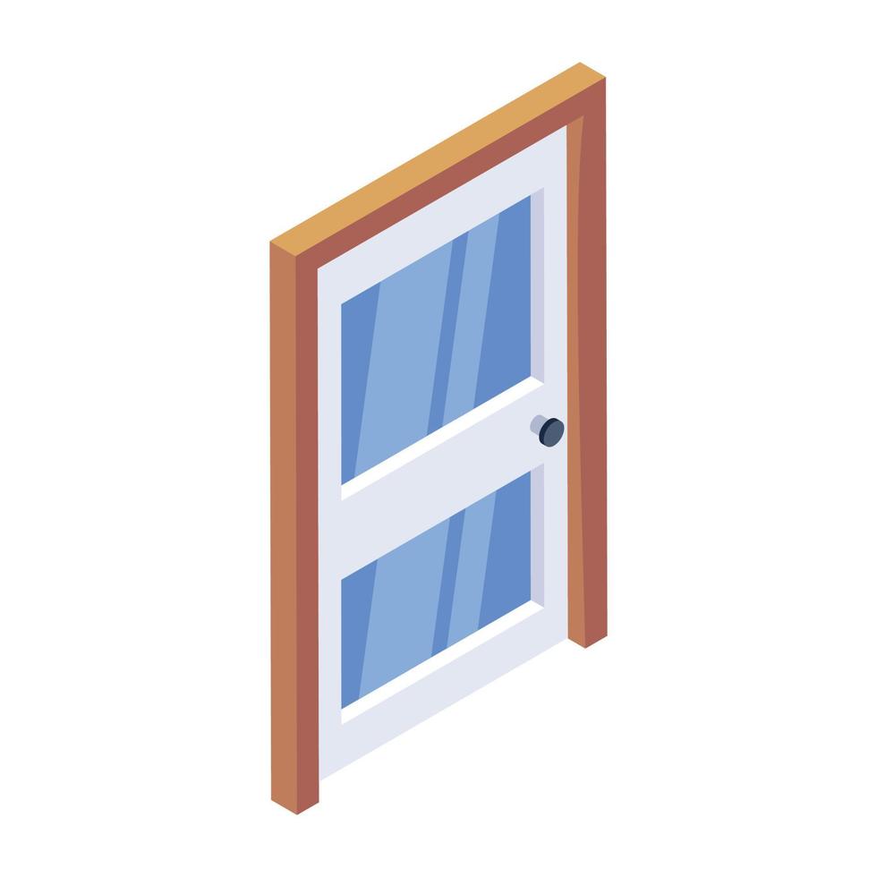 Entry door icon, modern isometric vector of glass door