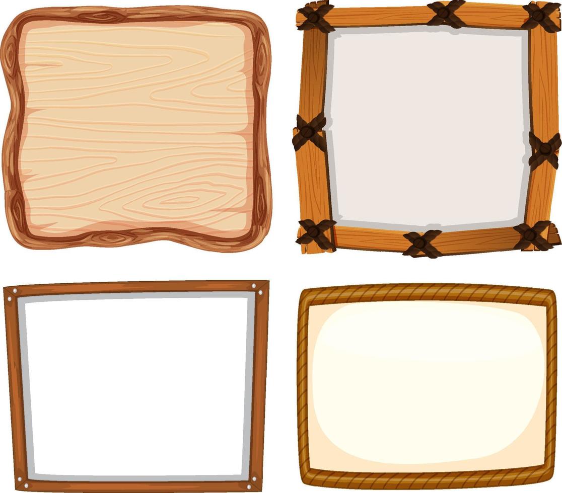 conjunto de banner de letrero de madera vector