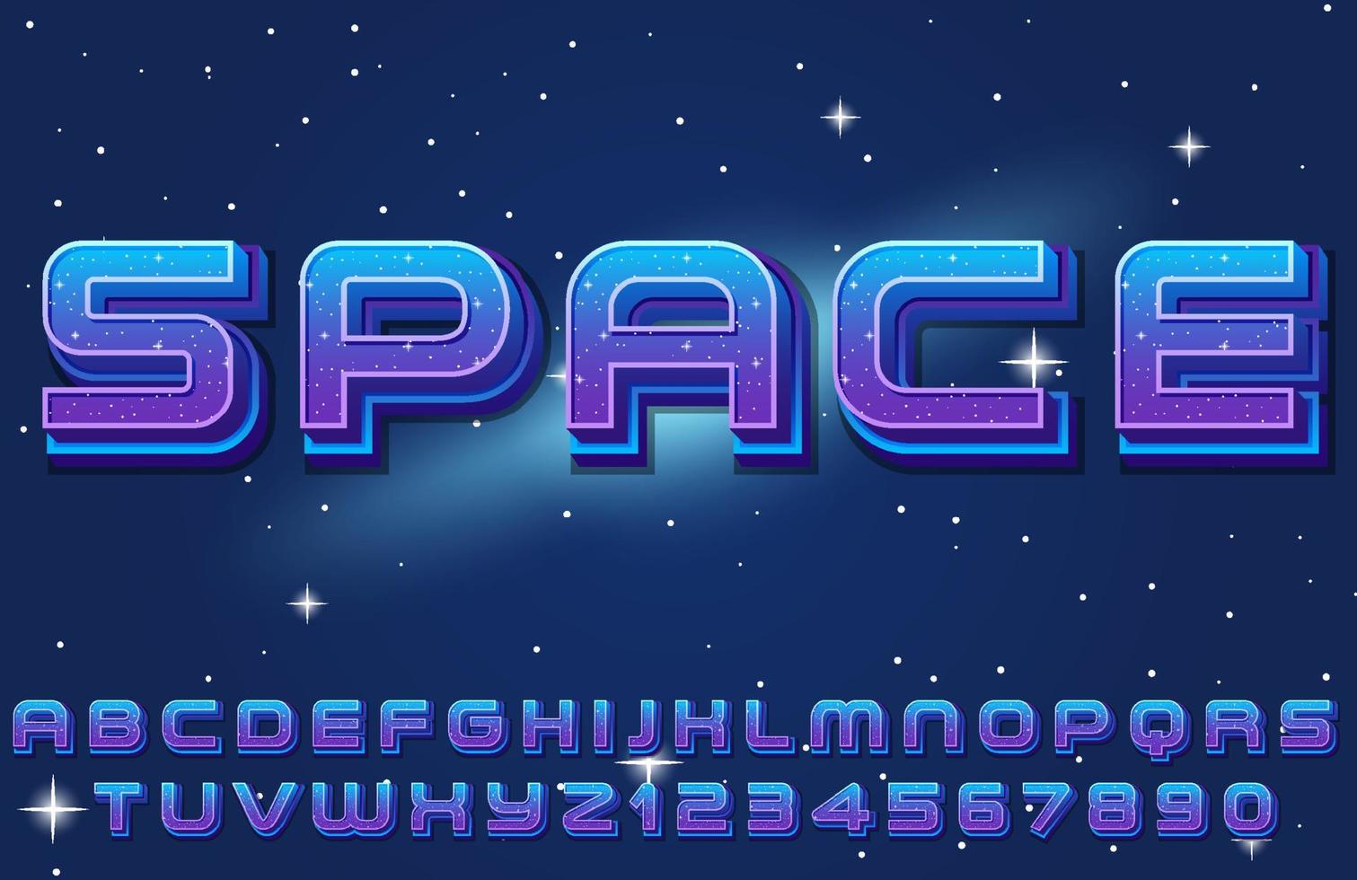 A set of English alphabet space font on space background vector