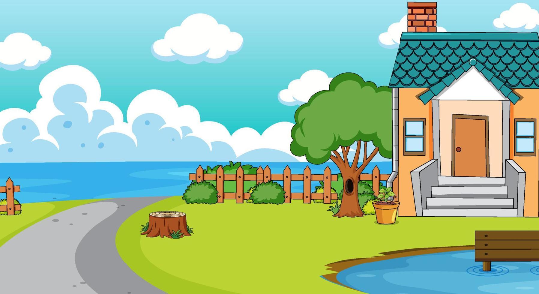 A simple house in nature background vector