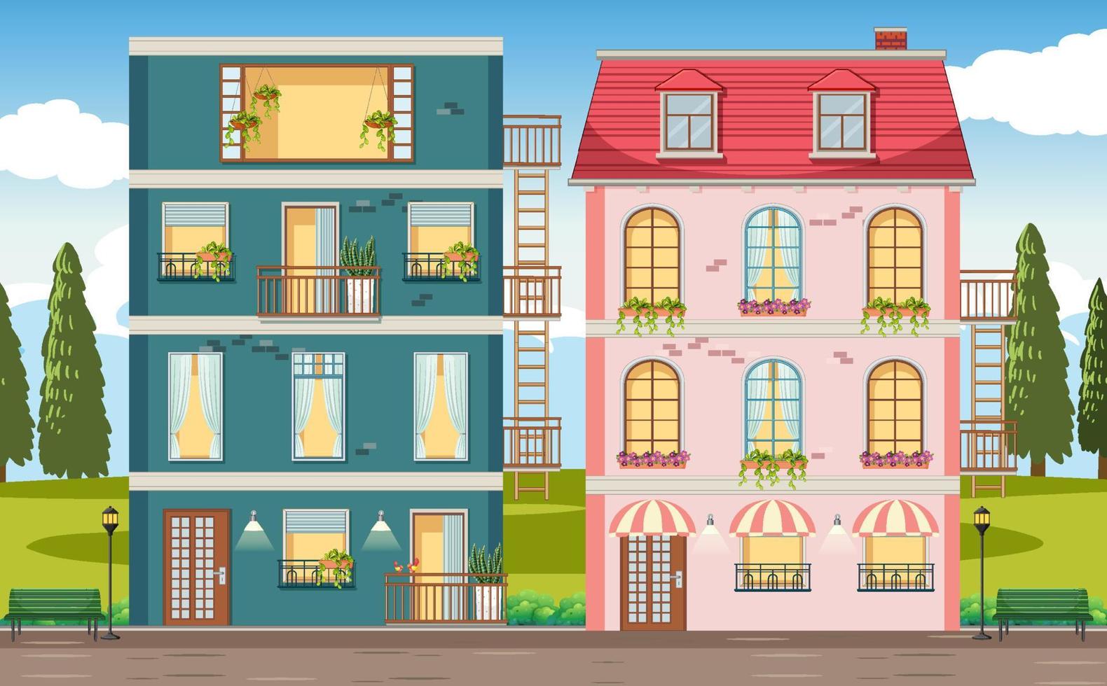 Apartment building with windows vector