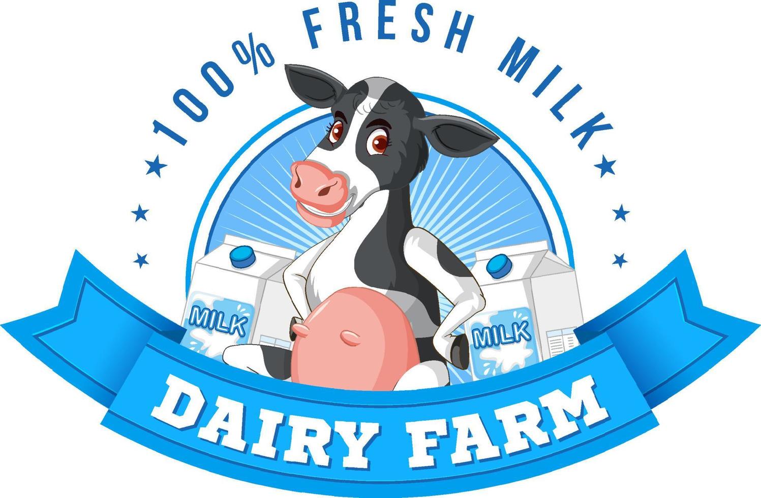 A cow with a Dairy farm label vector
