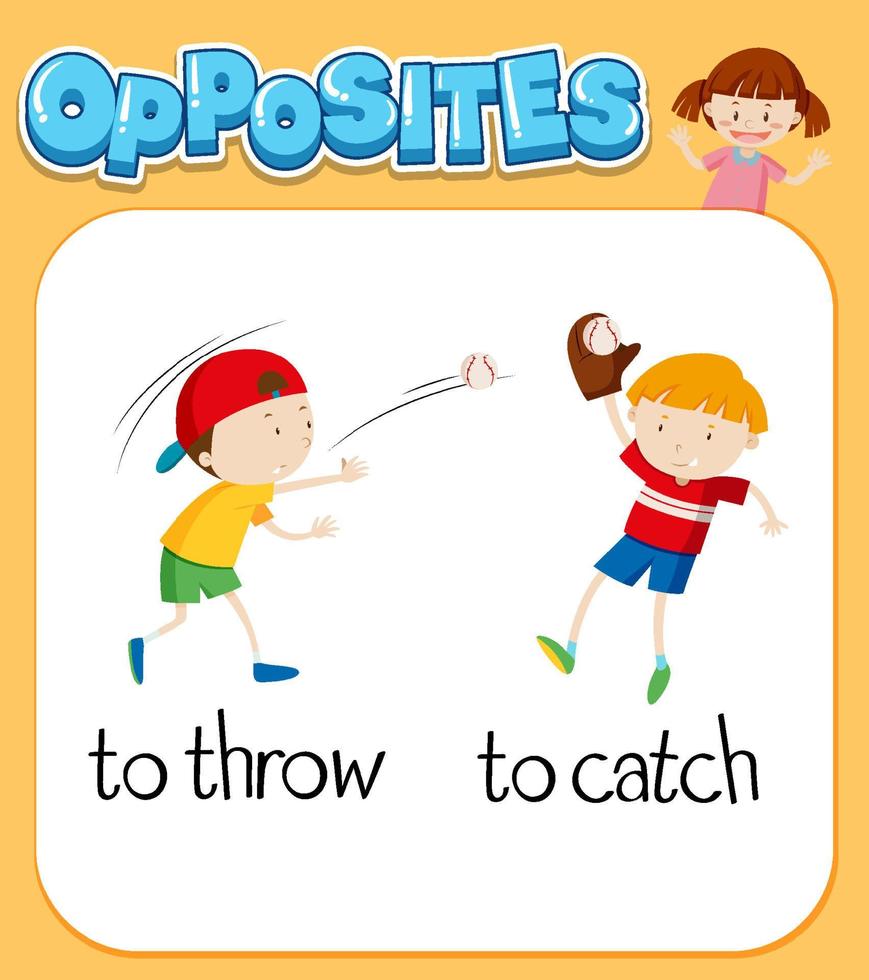 Opposite words for to throw and to catch vector