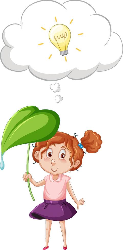 A girl standing and thinking on white background vector