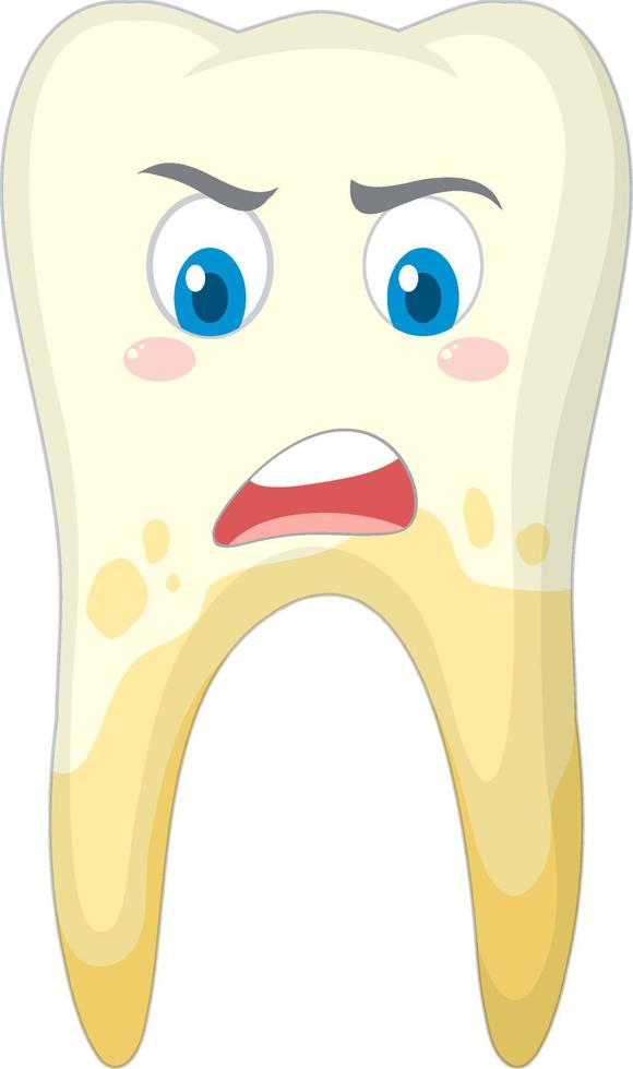 Yellow tooth on white background vector