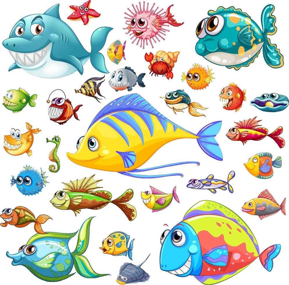 Different types of sea animals vector