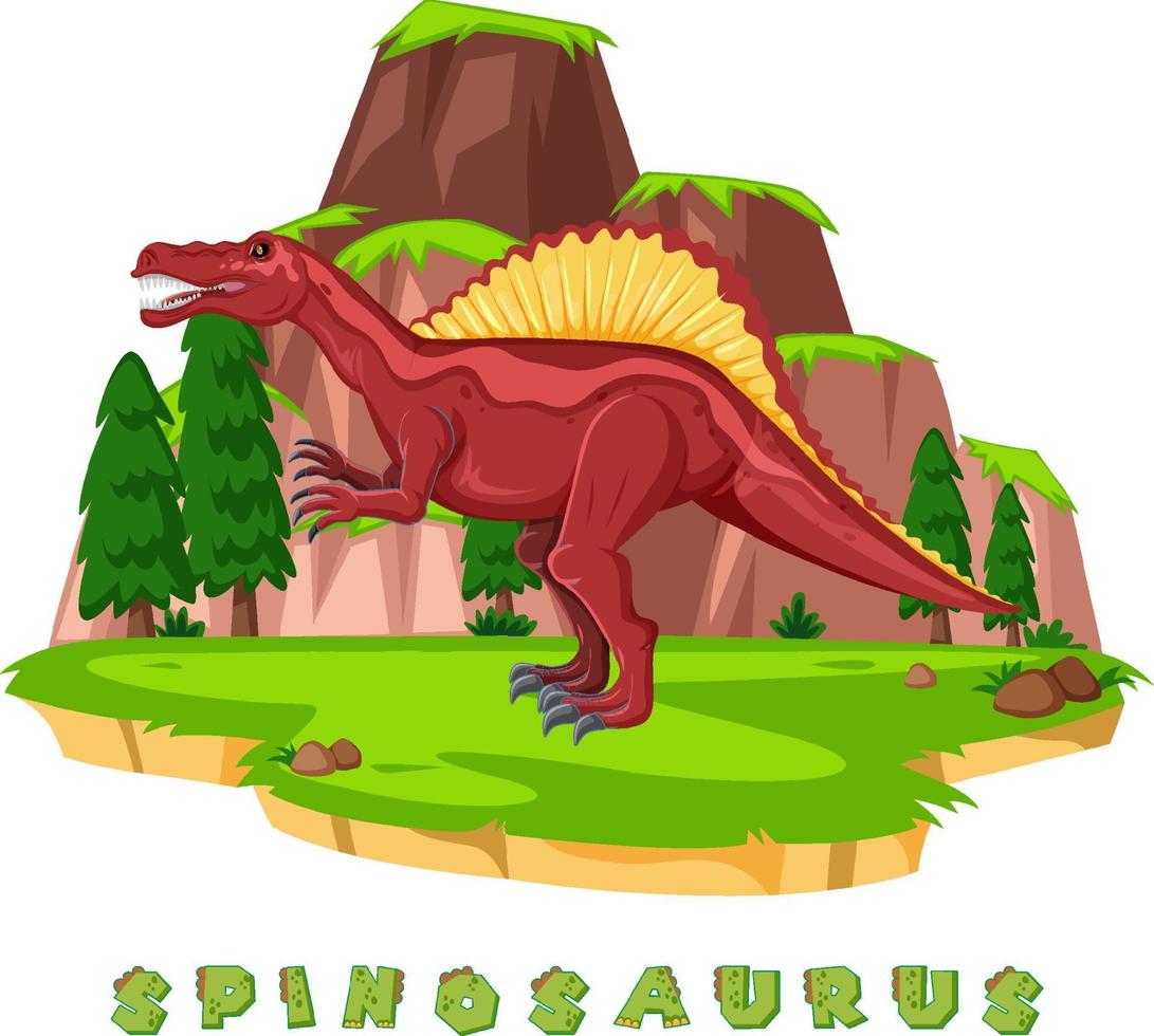 wordcard de dinosaurio para espinosaurio vector