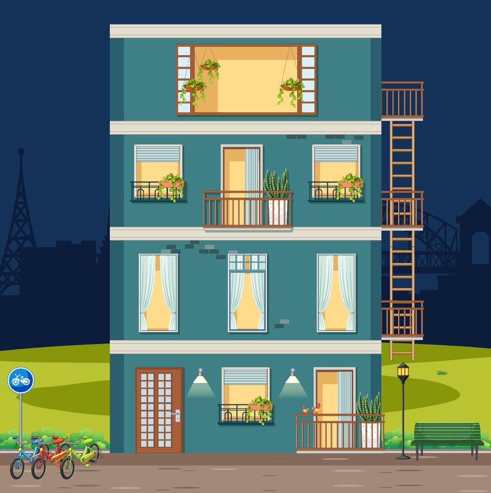 edificio de apartamentos con ventanas vector