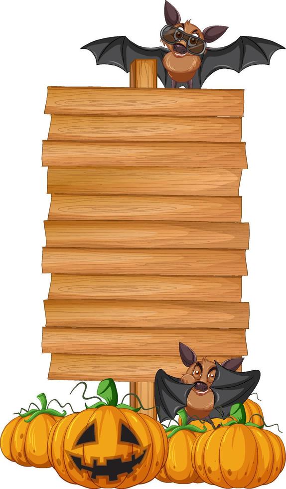 Bat with wooden sign banner vector