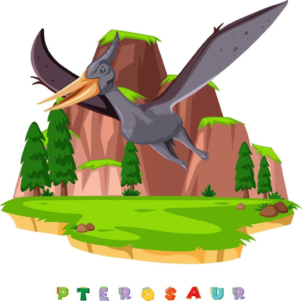 Dinosaur wordcard for pterosaur vector