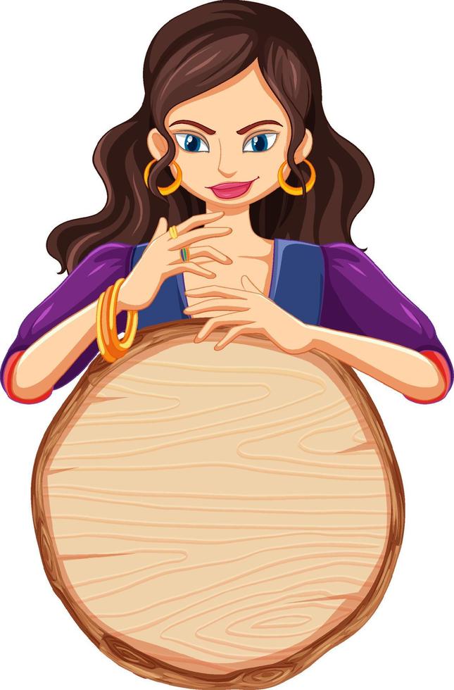 Isolated wooden banner with gypsy woman vector