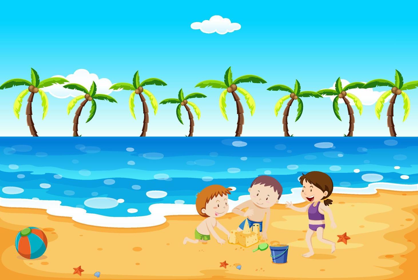 Scene with people on the beach vector