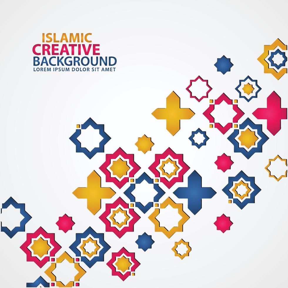 plantilla de fondo de tarjeta de felicitación de diseño islámico con detalle ornamental colorido de mosaico floral adorno de arte islámico vector