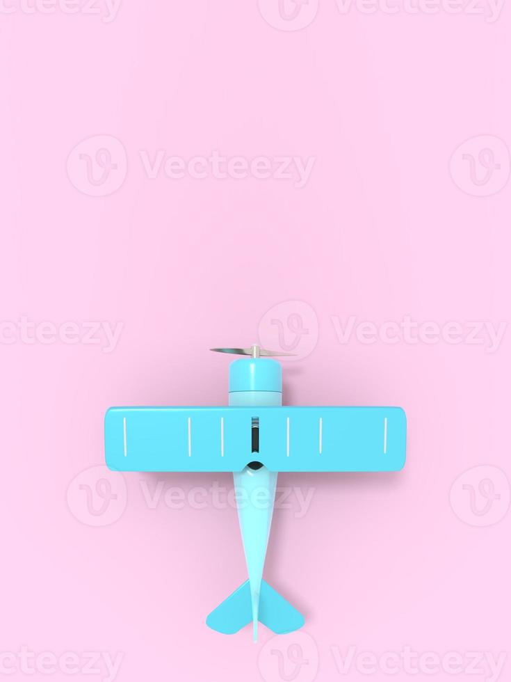 Toy vintage aircraft. Illustration with empty place for text. Vertical orientation. 3D rendering photo