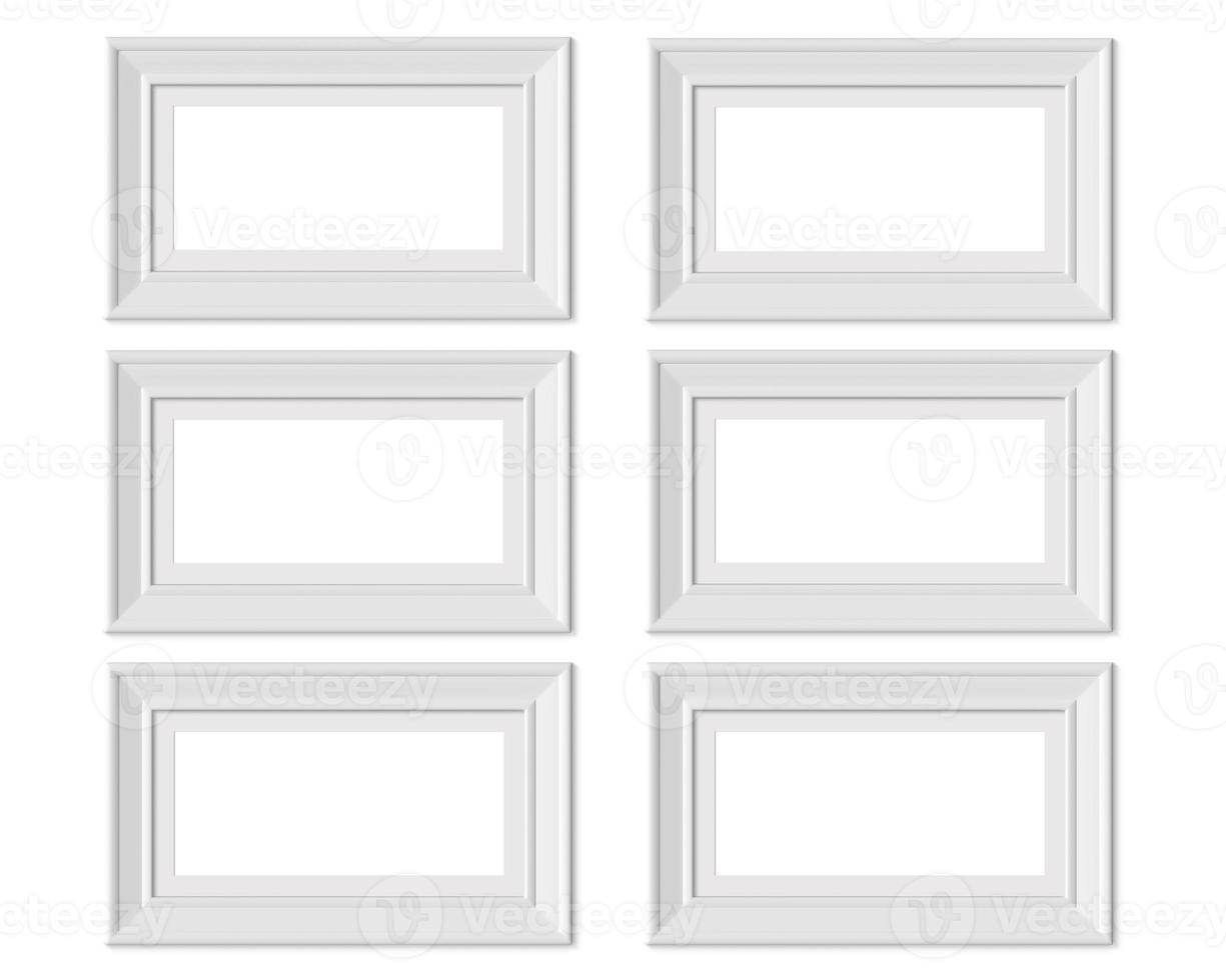 Set 6 1x2 Horizontal Landscape picture frame mockup. photo