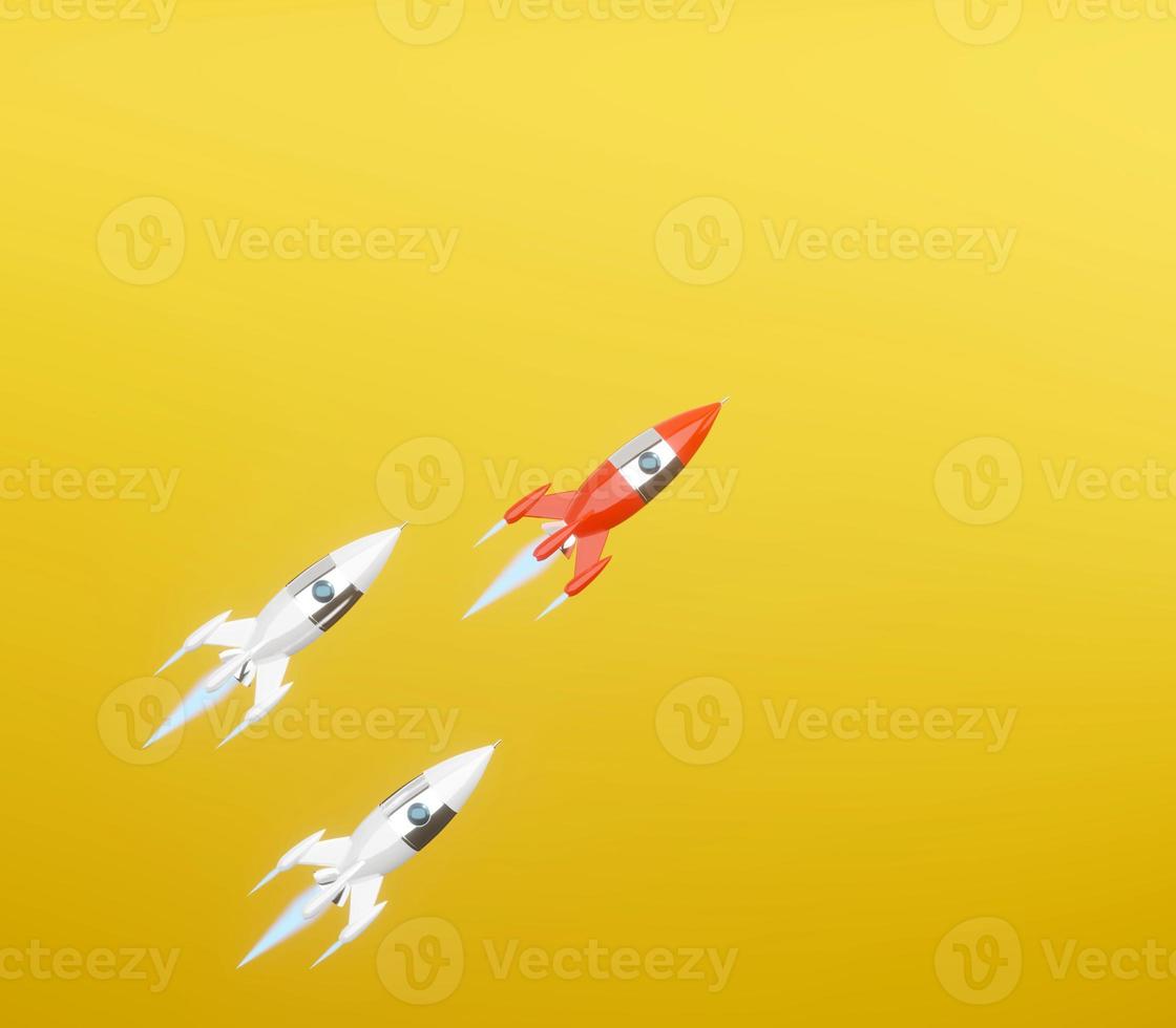 Space rocket - a concept of success, leadership, startup, rivalry. 3D rendering. photo