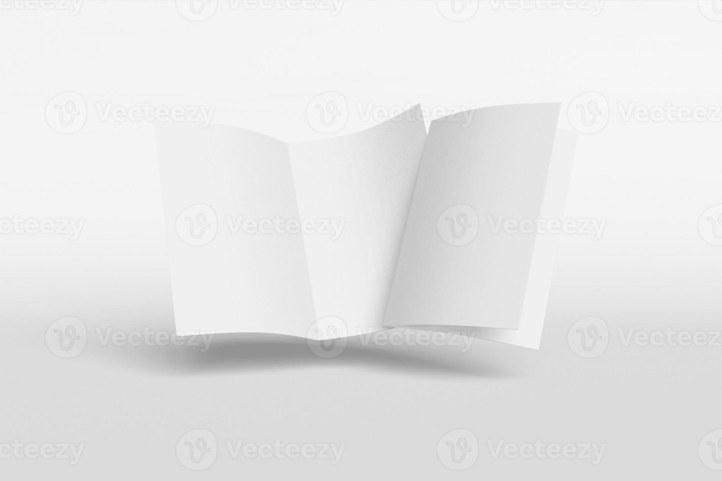 Two Mockup vertical booklet, brochure, invitation isolated on a white background with soft cover and realistic shadow. 3D rendering. photo