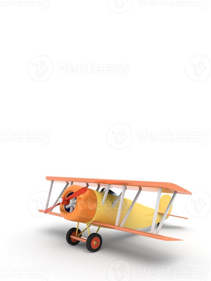 Toy vintage aircraft. Illustration with empty place for text. 3D rendering photo