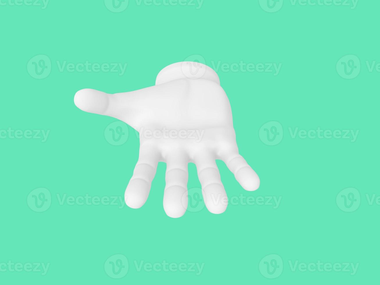 Cartoon open palm. Illustration on green color background. 3D-rendering. photo