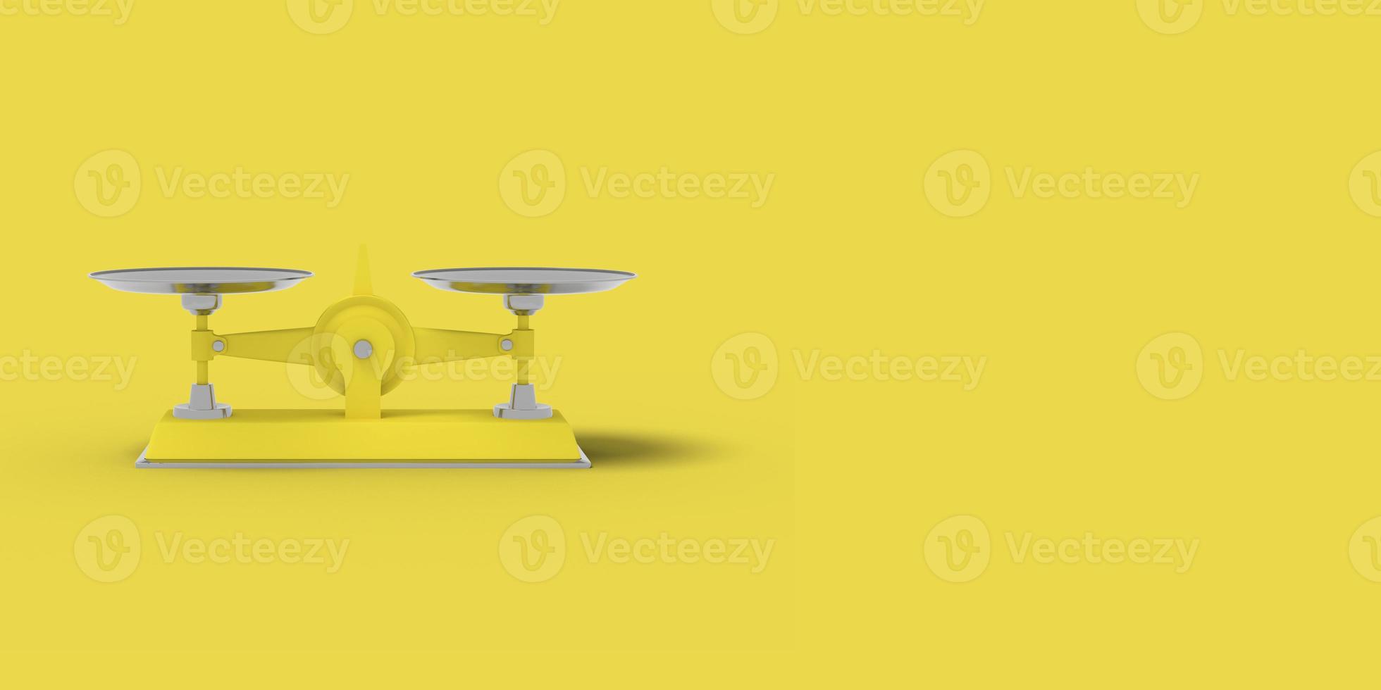Yellow scales on a yellow background. Abstract image. Minimal concept business. 3D render. photo