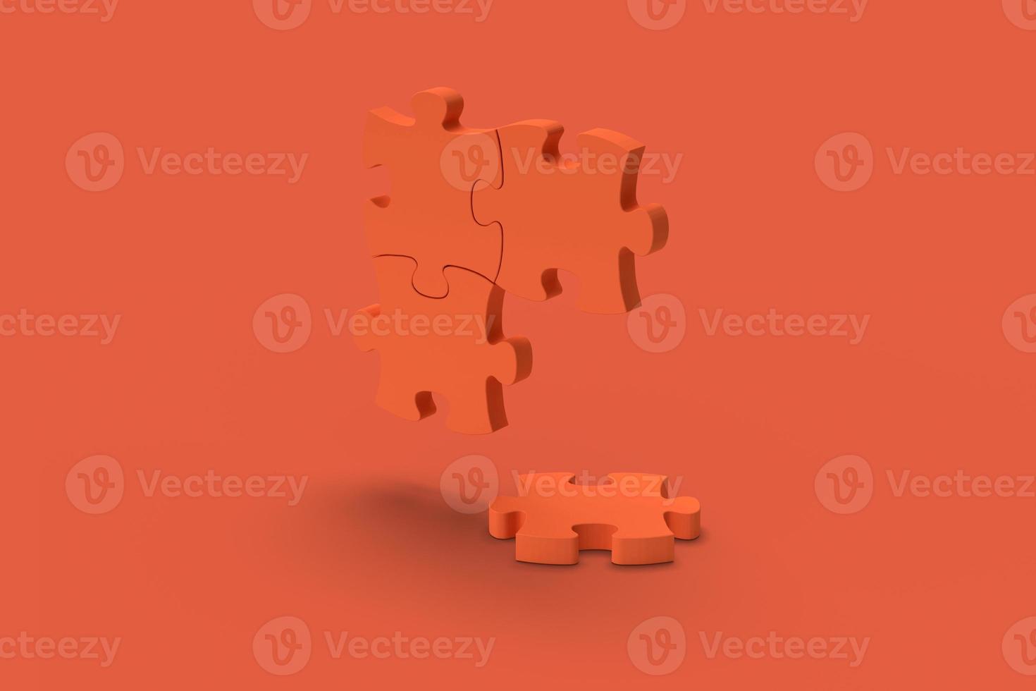 Red puzzle on a red background. Abstract image. Minimal concept problem business. 3D render. photo
