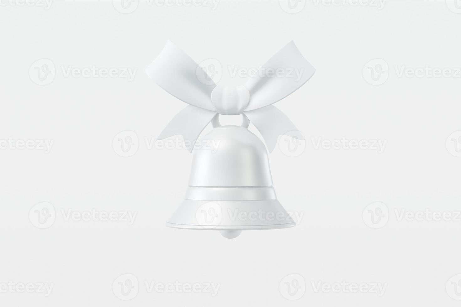 Bell with a ribbon on a white background in cartoon style. Concept illustration for christmas card, congratulation, invitation. 3D rendering photo