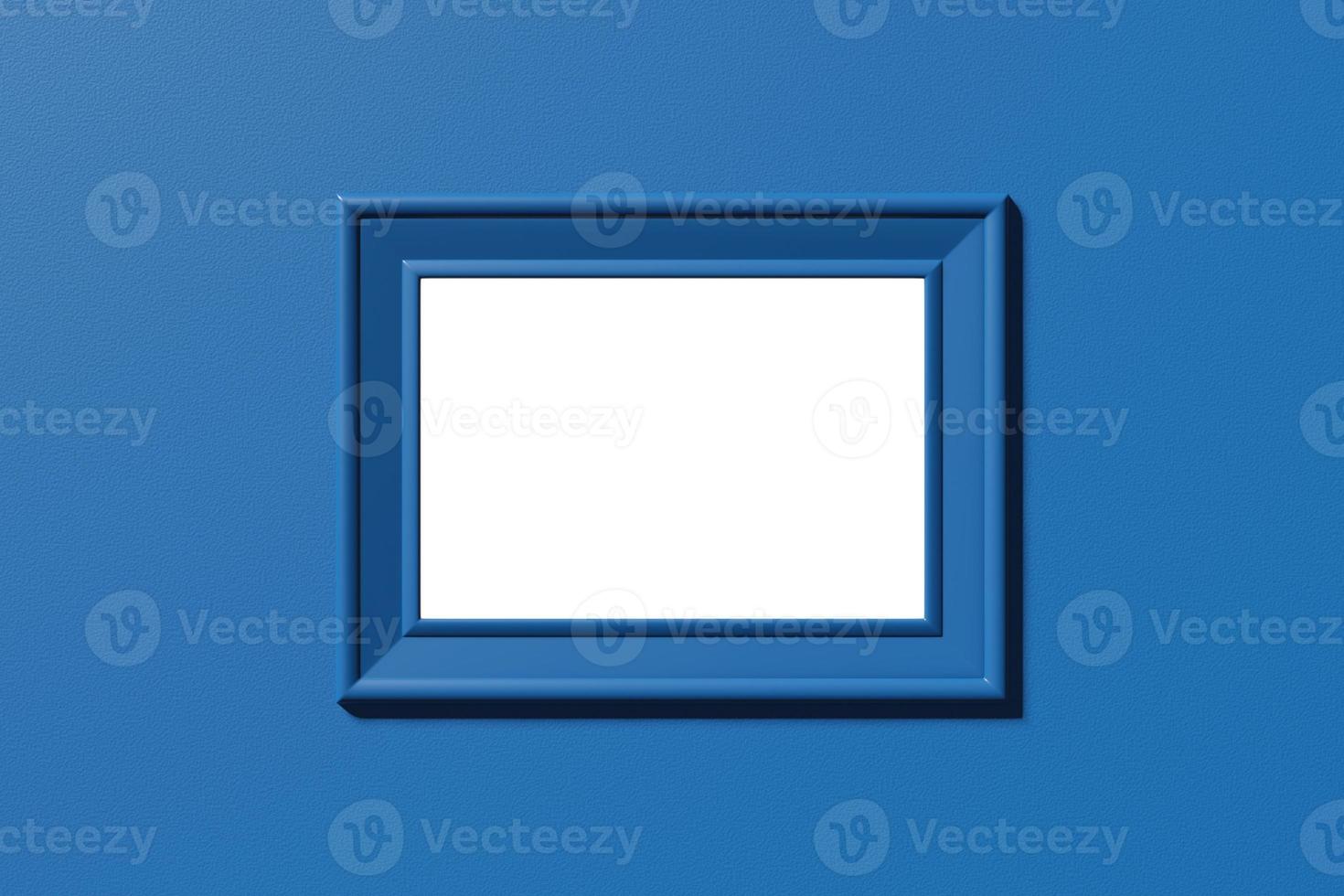 Horizontal frame mockup. Template for image, photo, text. Stylish minimal abstract horizontal scene, place for text. Trendy classic blue color. 3D rendering photo