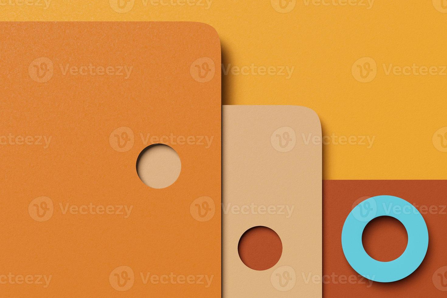 3D rendering Stylish abstract business background of simple geometric shapes. Flat image layer paper texture brown, yellow, orange, cream and blue color photo