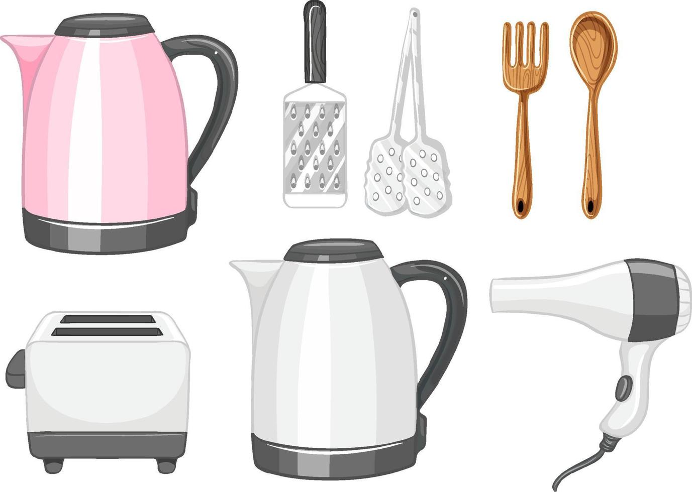 conjunto de objetos de cocina en estilo de dibujos animados vector