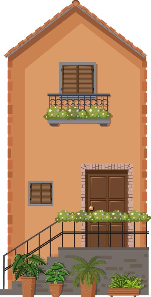 Brown building with terrace vector