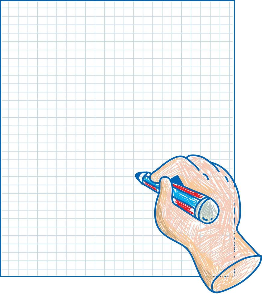 A paper with a doodle design hand and pencil vector