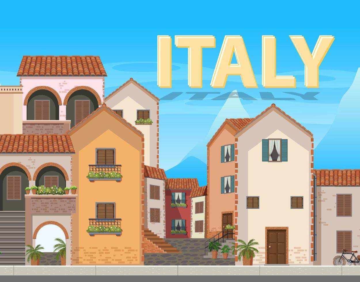 escena con edificios en italia vector