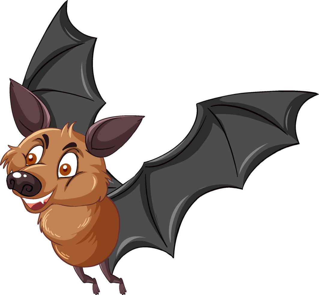 Brown bat cartoon character  on white background vector