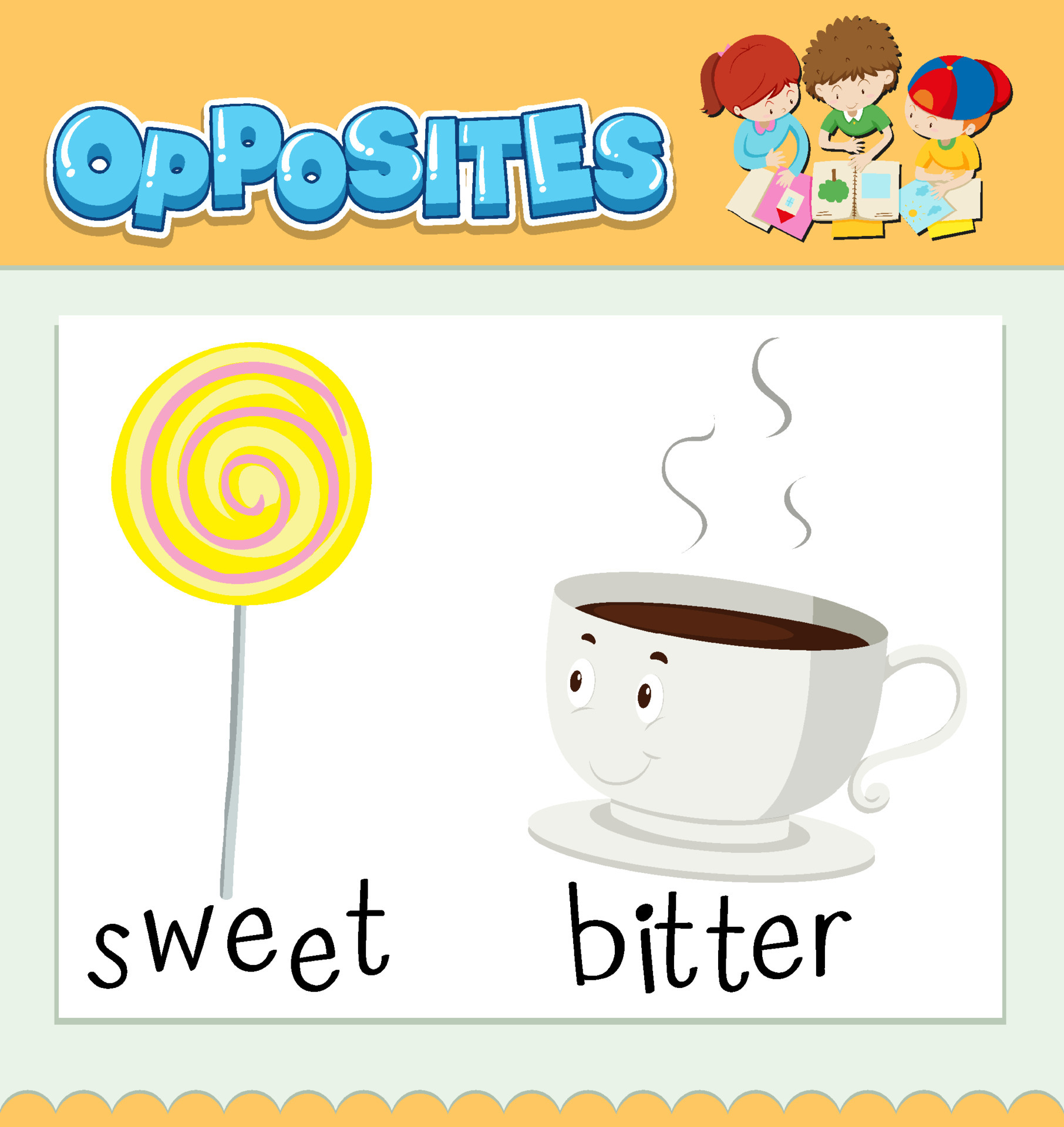 Opposite words for sweet and bitter 6436230 Vector Art at Vecteezy