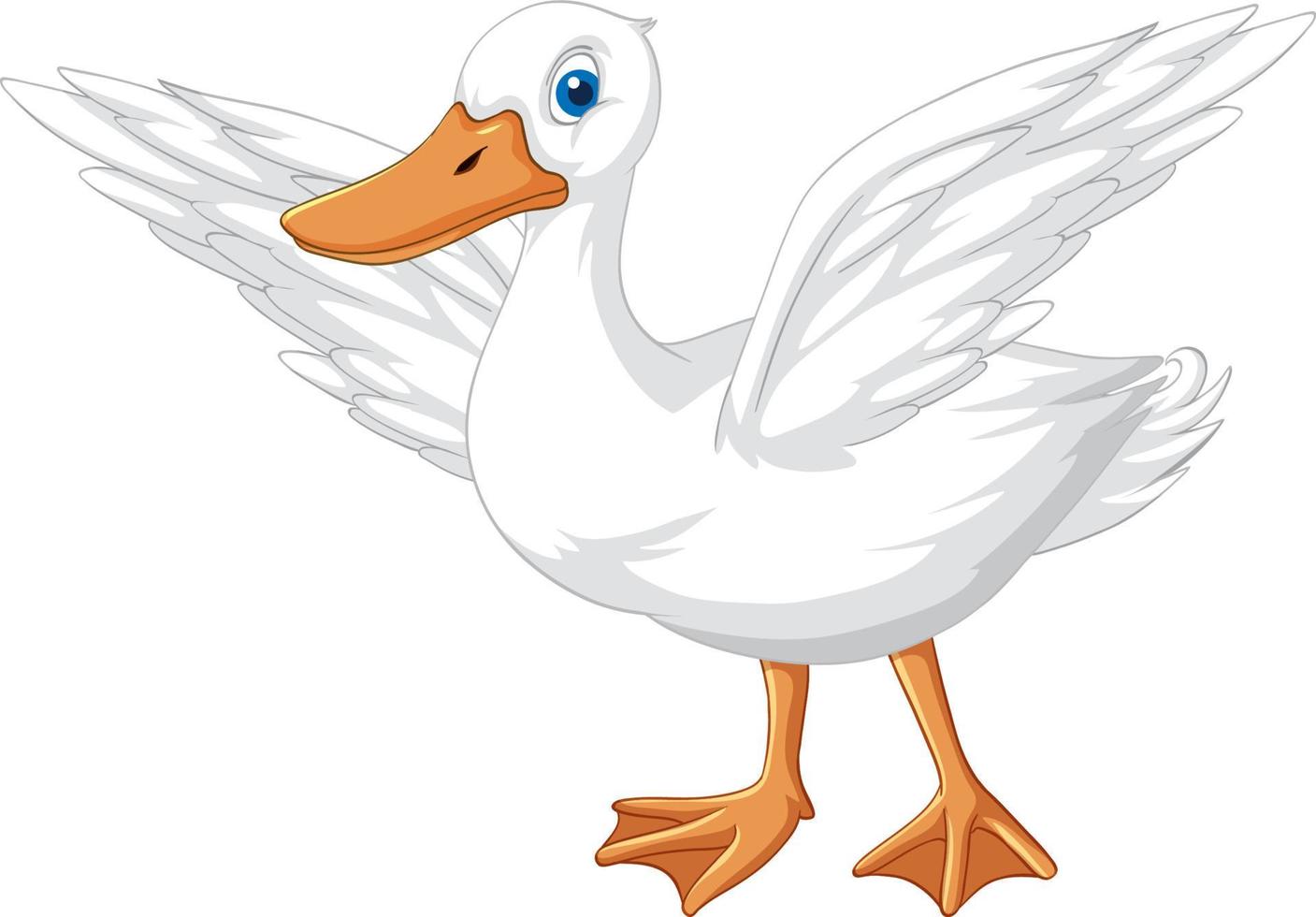 Little duck spreading wings on white ground vector
