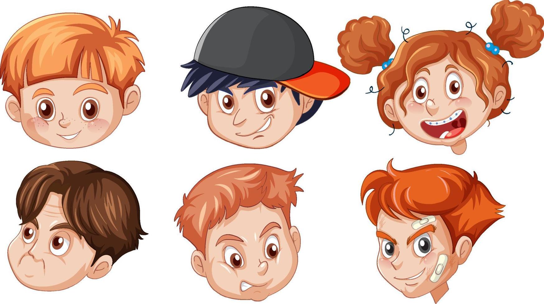 A Set of kid's head emotion on white background vector