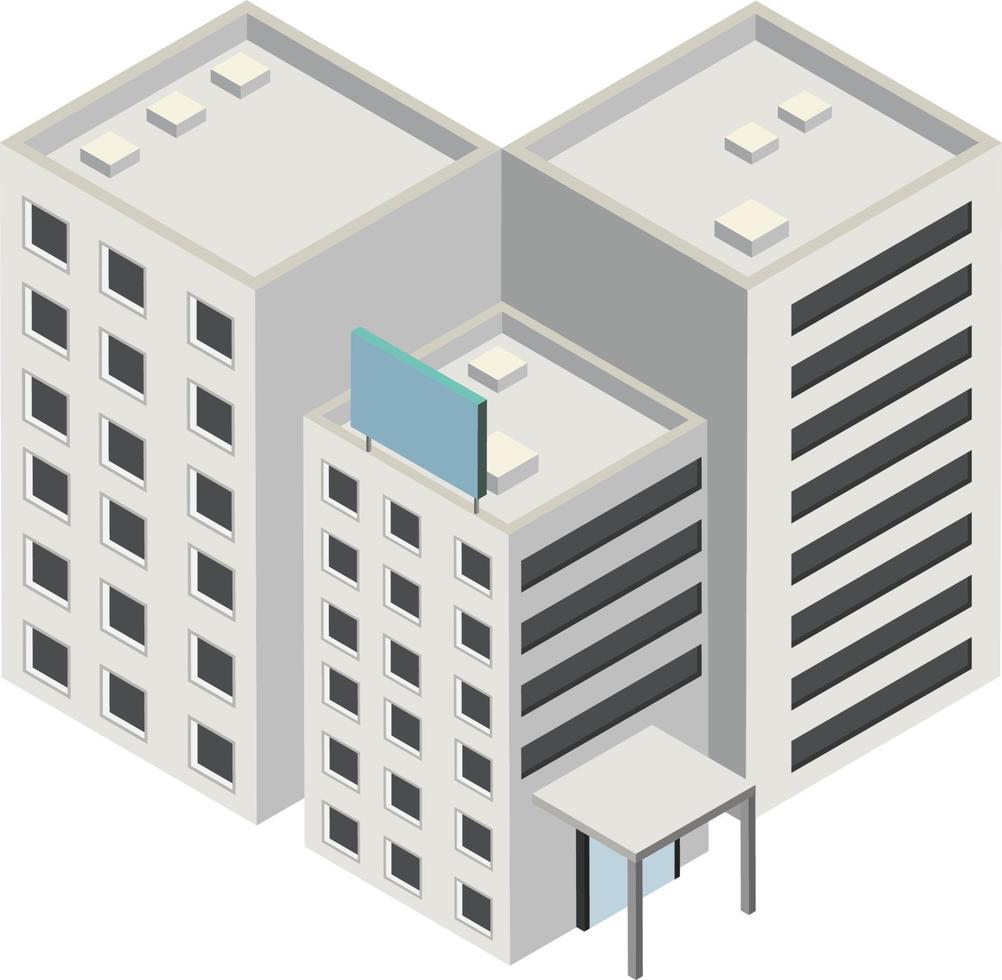Isometric building on white background vector