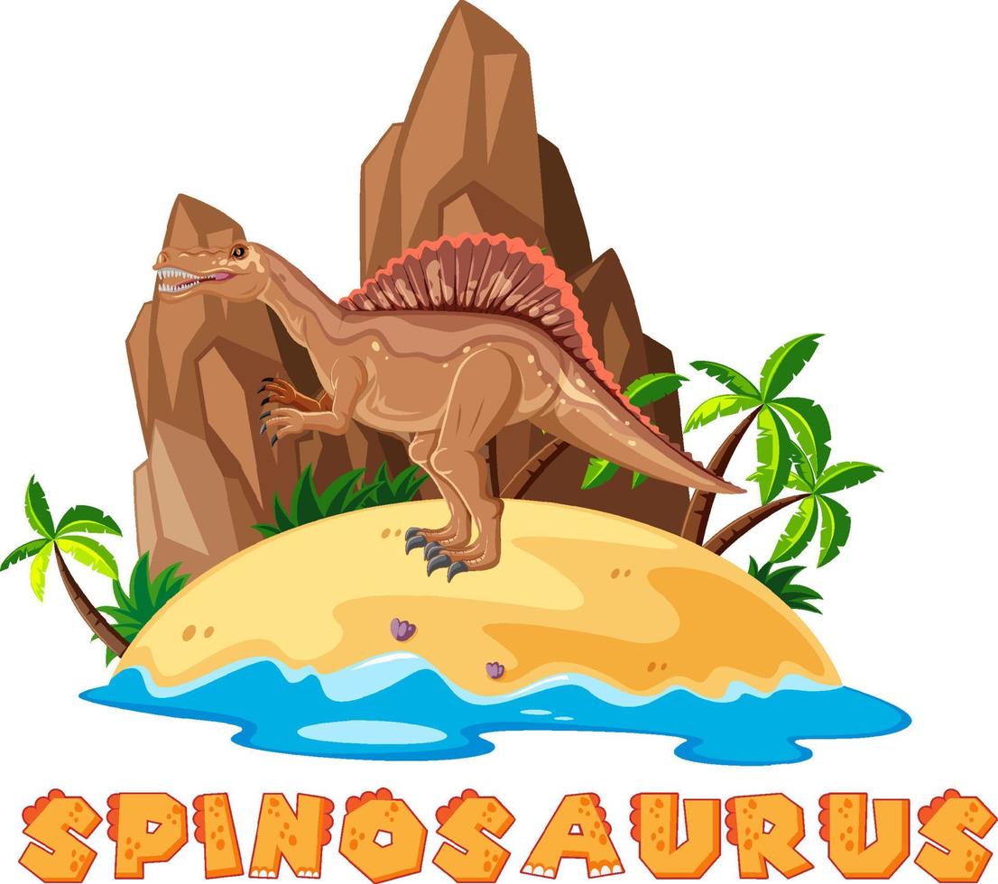 Wordcard design for  spinosaurus vector